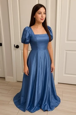 Satin Long Bridesmaid Dresses 2025 for Women Square Neck Wedding Guest Dress - Image 1 of 3