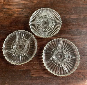 Vintage Heavy Clear Glass Relish Dishes Set of 3/12” 5-Section Divided Serving - Picture 1 of 4