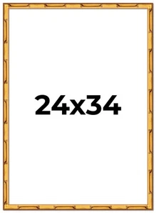 24x34 Frame Gold Bamboo Solid Wood Picture Frame | 1 Inch Moulding Width | Inter - Picture 1 of 10