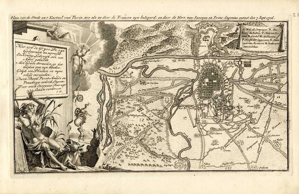 Antique Map-TURIN-TORINO-ITALY-FORTRESS-WAR-Weege-1753 - Image 1 of 1