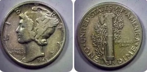 Moneda de diez centavos Mercury 1945 D de plata #63B - Imagen 1 de 5