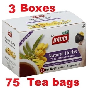 Badia-Natural Herbs Slimming/Slim Tea  Lose Weight Detox (3 Packs ) 75 tea bags - Picture 1 of 8