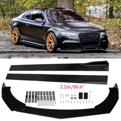 For Audi A3 A4 A5 A6 A7 S5 Front Bumper Lip Spoiler Splitter +86.6" Side Skirts - Image 1 of 4