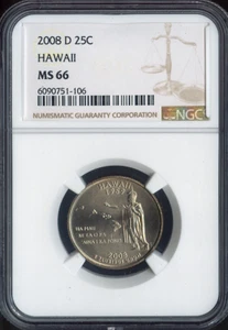 2008-D Hawaii State Quarter NGC MS66 Business Quality - Picture 1 of 2