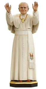 Statue Papst Johannes Paul der II H 20 cm Heiligenfigur Holzfigur aus Ahornholz - Bild 1 von 5