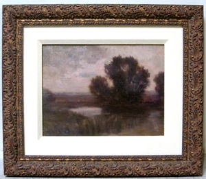 ALEXIS COMPARET Antique 19th C American Oil Tonalist Landscape Hudson River COA - Bild 1 von 6