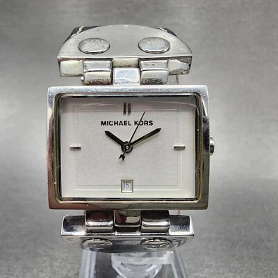 Michael Kors Watch Women 28mm White Dial Steel Date Rectangle MK4054 New Batt - Image 1 of 4