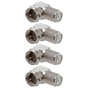 4x F Type Connector Right Angle 90 Degree Coax Coaxial Cable TV Adapter RG6 RG59 - Picture 1 of 2