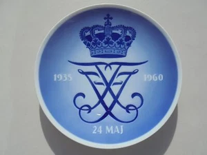 Royal Copenhagen 1935 1960 King Frederik Queen Ingrid Silver Wedding Anniv Plate - Picture 1 of 7