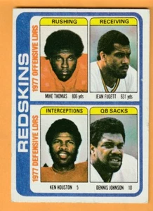 Ken Houston Dennis Johnson Jean Fugett Washington Redskins 1978 Topps #528 - Imagen 1 de 2