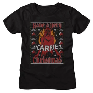 Carrie 1976 Horror Movie Have A Very Carrie Christmas Women's T Shirt - Picture 1 of 3