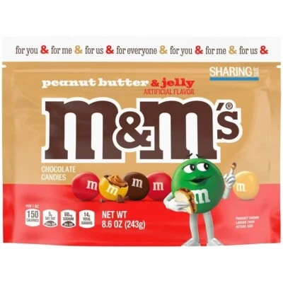 PEANUT BUTTER & JELLY M&M'S MILK CHOCOLATE CANDIES 243g SHARING SIZE BAG New - Image 1 of 4