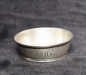 Gorham Open Sterling Silver Salt Cellar Dish A4063 Banded Design Monogram - Picture 1 of 9