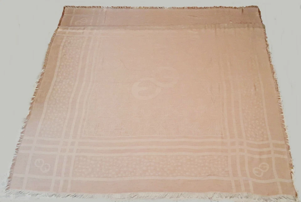VINTAGE AUTHENTIC ESCADA SPORT LOGO PINK MODAL SILK 66'' SQUARE WOMEN'S SCARF - Image 1 of 4