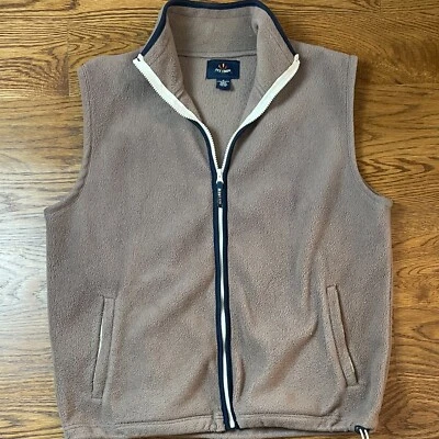 Ivy Crew Men's Brown and Navy Full Zip Fleece Vest Size Medium Outdoors Golf - Image 1 of 4