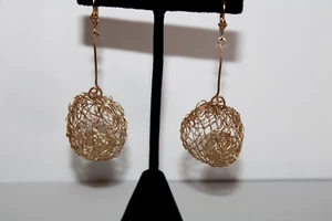 Vintage Silver & Gold Filled Earrings Mesh Wire Woven Circle Artisan  - Picture 1 of 4