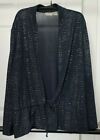 Chico?S Open Front Jacket Draw String Closure Navy Silver Size 3