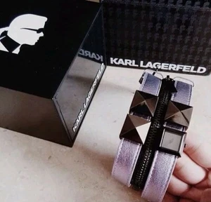 Karl Lagerfeld Cuff Lavender Stud Pyramid Zipper KL2010 Womens Watch NWOT - Picture 1 of 3