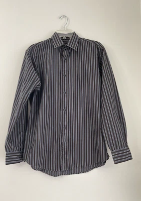 Allen Solly Mens Button Down Shirt Size M Brown Striped Long Sleeve - Image 1 of 4