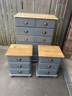 Solid Wood Pine Chest Of Drawers & 2 Bedside Drawers
