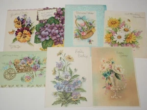 Posten 7 Vintage Blumen Geburtstag Grußkarten *ohne Umschläge* - Bild 1 von 14