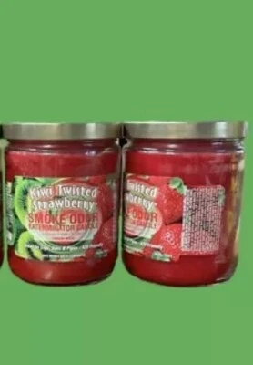 smoke odor exterminator candle Kiwi Twisted Strawberry 🍓 70hrs ( 2 Jar ) 13oz - Image 1 of 3