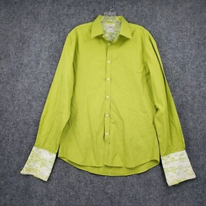Kenzo Button Up Shirt Mens 42 16.5 Green Slim Fit Long Sleeve Dress Collared - Picture 1 of 11