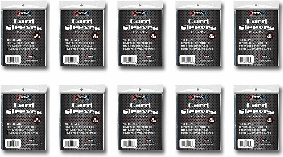 1000 BCW FUNDAS ESTÁNDAR PARA TARJETAS PENIQUE 2 5/8 X 3 5/8 10 PAQUETES DE 100 Foto 1 de 1