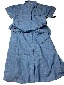 Vestido Camisa Liverpool Los Angeles Para Mujer Mediano Cambray Cinturón Nuevo con Etiquetas Bolsillos - Imagen 1 de 12