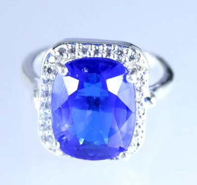 Anillo para hombre 14,99 quilates natural azul tanzanita cojín piedras preciosas certificado ver video Foto 1 de 4