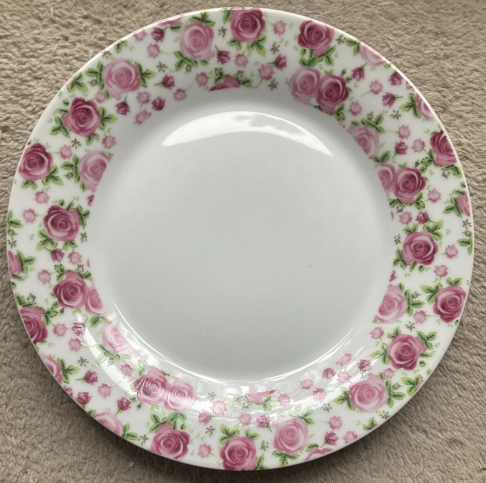 Adler Dessertteller im Rosendesign - Durchmesser 22,5 cm rosa rot neu im Karton - Bild 1 von 1