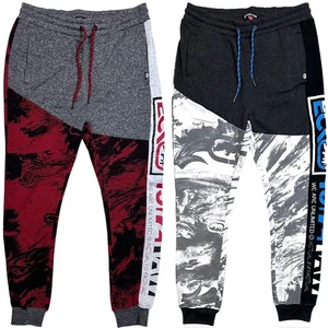 Ecko Unltd Men's Sweatpants Marble Coloblock Panel Stitched Fleece Jogger - Picture 1 of 14