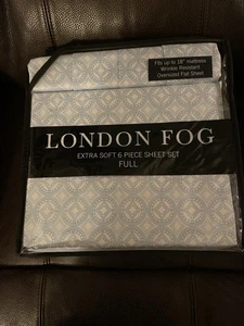 Neu Neu in Verpackung 6-teiliges London Fog Full Size extra weiches Lakenset knitterarm - Bild 1 von 7