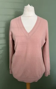 Boden Cashmere V-Neck Jumper Blush Pink Womens Size M UK 14 - Picture 1 of 5