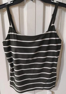 Cherokee Women's Green White Striped Tankini Swim Top Size 12 - Picture 1 of 5