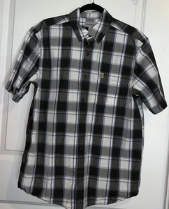 Carhartt Mens Relaxed Fit Large Plaid Short Sleeve Button Down Shirt Size Medium - Picture 1 of 4