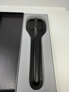 Germany Desk Set Scissors Letter Opener Black Leather Case Solingen Palos MCM - Picture 1 of 16