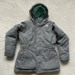 the north face jacket girls size 14/16 Large gray 550 Goose down hyvent hood - Picture 1 of 15