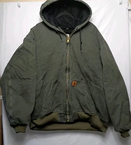 Carhartt Jacke Herren 3XL Tall Moosgrün Kapuze Full Zip Duck Canvas J130 MOS - Bild 1 von 4