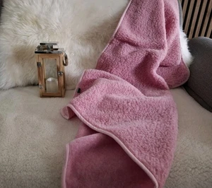 Wolldecke Schafwolldecke Wohndecke 135/100 Merino Schurwolle 100% WOOLMARK Rosa - Bild 1 von 3