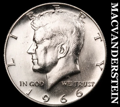 Medio dólar Kennedy 1966 de plata - gema de elección brillante sin circular brillante #F5825 Foto 1 de 2