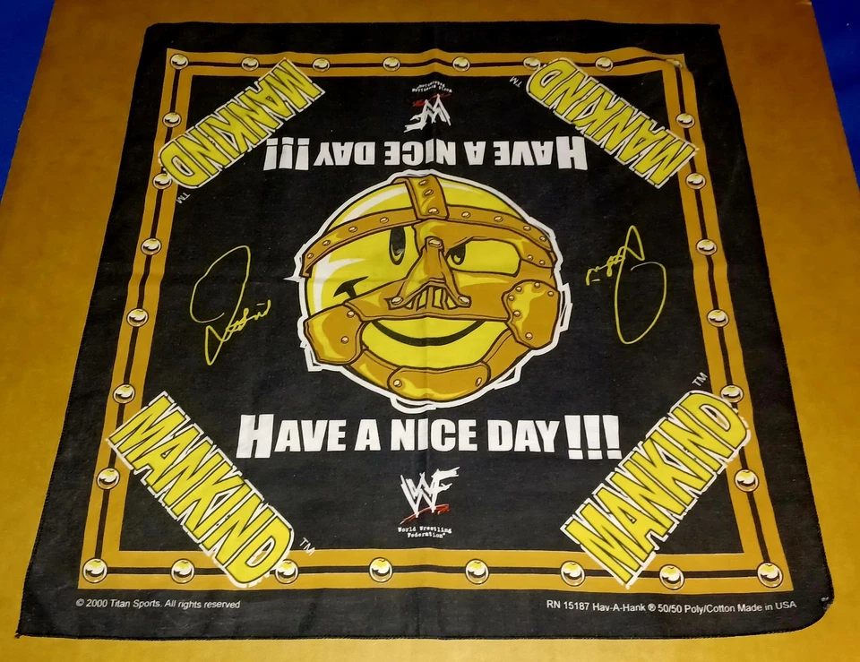 Bandana WWF WWE 2000 HUMANIDAD "QUE TENGAS UN BUEN DÍA" MICK FOLEY BUEN ESTADO 🔥 Foto 1 de 1