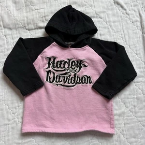 Girl’s Pink And Black Harley Davidson Hoodie Sweatshirt Size 5 - Picture 1 of 3