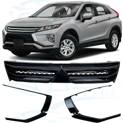 Juego de molduras de rejilla de parachoques ABS negro ABS para Mitsubishi Eclipse Cross 2017-21 p Foto 1 de 4