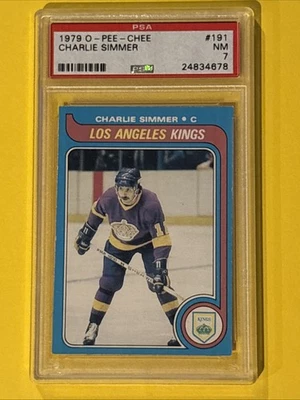 1979 OPC HOCKEY #191 CHARLIE SIMMER ROOKIE CARD PSA 7 NM L.A. KINGS O-Pee-Chee - Image 1 of 4