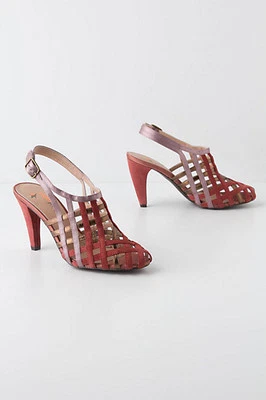 Anthropologie  Caged Ribbon Slingbacks Leather Heels by Farylrobin $158 *NWOB*  Foto 1 de 4