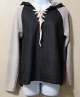 Anthropologie Coa Shirt Womens Size Small Gray Charcoal Color Block Hoodie