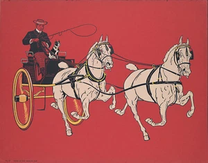 ANTIGUO Xrare c1903 Tolman's Sporting Chromolito HOMBRE, HACKNEY CABALLOS Y BULLDOG - Imagen 1 de 1