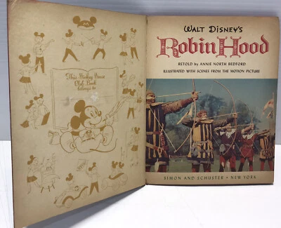 LITTLE GOLDEN BOOK WALT DISNEY'S ROBIN HOOD MICKEY MOUSE CLUB - #D48 Foto 1 de 4
