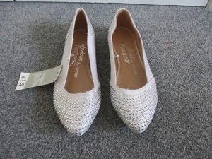George Fabulous Footwear - Silvery grey, studded, flat pump shoes - UK4/EU37 - Picture 1 of 8